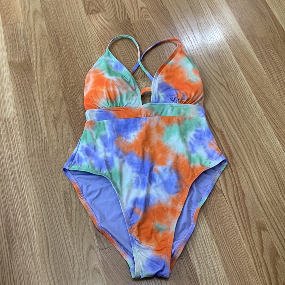 Tie-Dye Plunge One Piece Swimsuit